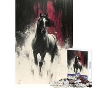 Jigsaw Puzzle 1000 Piece for Adults Dramatic Horse Portrait with Abstract Background Home Decoration Toys Funny Gift Educational Games for Birthday, Chrismas Size 50x75cm