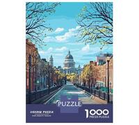 Jigsaw Puzzle 1000 Piece for Adults Dublin, Ireland Cityscape Illustration Puzzle for Adults Hands-on Game Improve Memory Stress Reduction Gifts 52x38cm/1000pcs