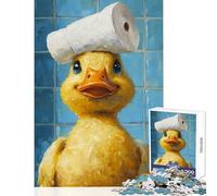 Jigsaw Puzzle 1000 Piece for Adults Duck with Toilet Paper Hat- Fun Games Suitable for Couples Home Decoration Toys Fun at Home Activities, (38x26cm)