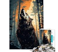 Jigsaw Puzzle 1000 Piece for Adults Dusk Forest Wolf Howling for Birthday, Chrismas Hand Speed Race Brain Teaser Game for Age 14+ Game (38x52cm)