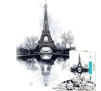 Jigsaw Puzzle 1000 Piece for Adults Eiffel Tower Watercolor Challenging To Complete Pattern Assembly Home Decoration Toys for And from 14 Years And over (50X75CM)