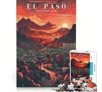 Jigsaw Puzzle 1000 Piece for Adults El Paso Skyline Cityscape, Impossible Game, Home Decoration, Deal As Gifts for The Whole Family 38x26cm
