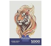 Jigsaw Puzzle 1000 Piece for Adults Elegant Tiger Portrait with Floral Accent Jigsaw Puzzle Fun Games A Work of Art Deal As Gifts for The Whole Family 70x50cm/1000pcs