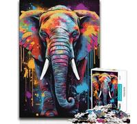 Jigsaw Puzzle 1000 Piece for Adults Elephant Serene Walk Difficult Hard Relaxing Games Suitable for Ages 14 And Up 38x52cm