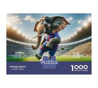Jigsaw Puzzle 1000 Piece for Adults Elephant Soccer Player in Action Jigsaw for Adults Fun Games Analysis And Logic Deal As Gifts for The Whole Family 38x26cm/1000pcs