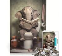 Jigsaw Puzzle 1000 Piece for Adults Elephant Toilet Newspaper, Impossible Game, Home Decoration, Deal As Gifts for The Whole Family 38x26cm