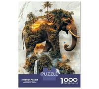 Jigsaw Puzzle 1000 Piece for Adults Elephants Sacred Domain Jigsaw Puzzle Fun Games A Work of Art Deal As Gifts for The Whole Family 38x26cm/1000pcs