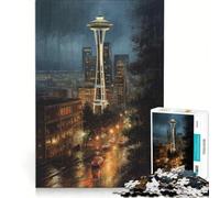 Jigsaw Puzzle 1000 Piece for Adults Emerald City Seattle USA, Impossible Game, Home Decoration, Deal As Gifts for The Whole Family 38x52cm