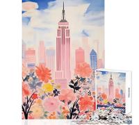 Jigsaw Puzzle 1000 Piece for Adults Empire State Building Watercolor Home Decoration Toys Funny Gift Educational Games for Birthday, Chrismas Size 38x52cm