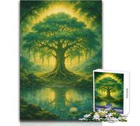 Jigsaw Puzzle 1000 Piece for Adults Enchanted Forest Tree by Lake Enhance Memory Family Game for 14+ Puzzle Game Offered (size 50x75cm)