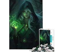 Jigsaw Puzzle 1000 Piece for Adults Enchantress with Green Magic Relaxing Games Learning Educational Toys Great Gifts for Games Presents for Women (Size 38x52cm)