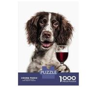 Jigsaw Puzzle 1000 Piece for Adults English Springer Spaniel with Wine Glass Portrait Jigsaws for Adults Family Game Wall Decoration Deal As Gifts for The Whole Family 70x50cm/1000pcs