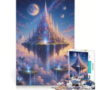 Jigsaw Puzzle 1000 Piece for Adults Fantasy Floating Island Castle with Waterfalls, Impossible Game, Home Decoration, Deal As Gifts for The Whole Family 38x26cm