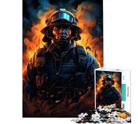 Jigsaw Puzzle 1000 Piece for Adults Firefighter Flame Challenging To Complete Pattern Assembly Home Decoration Toys for And from 14 Years And over (50X75CM)