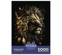 Jigsaw Puzzle 1000 Piece for Adults Floral Lion Gold Black Puzzle for Adults Hands-on Game Improve Memory Stress Reduction Gifts 70x50cm/1000pcs