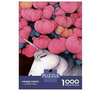 Jigsaw Puzzle 1000 Piece for Adults Floral Unicorn Illustration Adult Jigsaw Hands-on Game Staycation Kill Time Stress Reduction Gifts 52x38cm/1000pcs