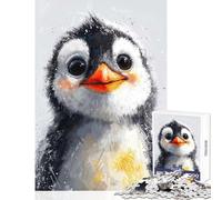 Jigsaw Puzzle 1000 Piece for Adults Fluffy Penguin Chick Home Decoration Toys Art Work Gift Family Games with Matching Poster And Trivia Sheet size 38x26cm
