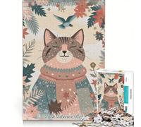 Jigsaw Puzzle 1000 Piece for Adults Folk Silence Cat, Impossible Game, Fun at Home Activities, Suitable for Desktop Decoration 50X75CM
