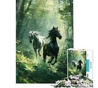 Jigsaw Puzzle 1000 Piece for Adults Forest Galloping Duo Adult Puzzles Brain Teaser Game Improve Memory for Birthday, Chrismas (Size 75x50cm)