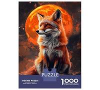 Jigsaw Puzzle 1000 Piece for Adults Fox in Fiery Moonlight Puzzle for Adults Hands-on Game Improve Memory Stress Reduction Gifts 52x38cm/1000pcs