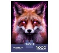 Jigsaw Puzzle 1000 Piece for Adults Fox with Pink Lightning Aura Jigsaws for Adults Family Game Wall Decoration Deal As Gifts for The Whole Family 52x38cm/1000pcs