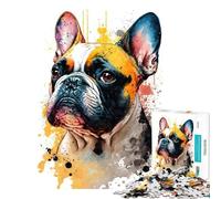 Jigsaw Puzzle 1000 Piece for Adults French Bulldog Watercolor Challenging To Complete Pattern Assembly Home Decoration Toys for And from 14 Years And over (50X75CM)