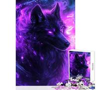 Jigsaw Puzzle 1000 Piece for Adults Galactic Wolf Glow Educational Game Wall Art Toy Wall Decor Artists' Collection, Fine Arts (38x52cm)