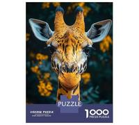 Jigsaw Puzzle 1000 Piece for Adults Giraffe Portrait with Floral Background Puzzles for Adults Family Game Birthday Present Deal As Gifts for The Whole Family 70x50cm/1000pcs
