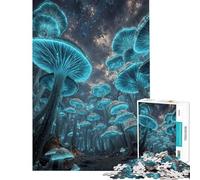 Jigsaw Puzzle 1000 Piece for Adults Glowing Mushroom Forest at Night Puzzles for Adults Anti-Stress Toys Staycation Kill Time Help The Brain Exercise (size 38x26cm)