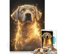 Jigsaw Puzzle 1000 Piece for Adults Golden Glow Labrador Retriever, Impossible Game, Analysis And Logic, Enhance Love between Couples (50x75cm)
