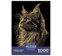 Jigsaw Puzzle 1000 Piece for Adults Golden Maine Coon Cat Portrait Puzzles for Adults Family Game Birthday Present Deal As Gifts for The Whole Family 52x38cm/1000pcs