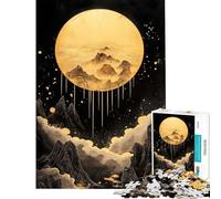 Jigsaw Puzzle 1000 Piece for Adults Golden Moon And Mountain Landscape Art for Birthday, Chrismas Hand Speed Race Brain Teaser Game for Age 14+ Game (50x75cm)
