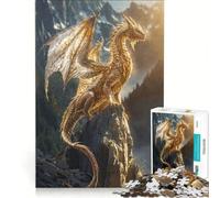 Jigsaw Puzzle 1000 Piece for Adults Golden Sunbeam Dragon, Impossible Game, Analysis And Logic, Enhance Love between Couples (38x52cm)