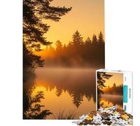 Jigsaw Puzzle 1000 Piece for Adults Golden Sunrise Misty Forest Lake Challenging To Complete Pattern Assembly Home Decoration Toys for And from 14 Years And over (50X75CM)