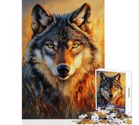Jigsaw Puzzle 1000 Piece for Adults Golden Wolf's Gaze Jigsaws for Adults Brain Teaser Game Stress Reliever Help The Brain Exercise (Size 50x75cm)