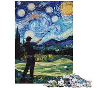 Jigsaw Puzzle 1000 Piece for Adults Golf Under Starry Skies Hands-on Game Suitable for Couples Home Decoration Toys Fun at Home Activities, Size 75x50cm