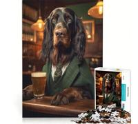 Jigsaw Puzzle 1000 Piece for Adults Gordon Setter in The Pub, Impossible Game, Analysis And Logic, Enhance Love between Couples (38x52cm)