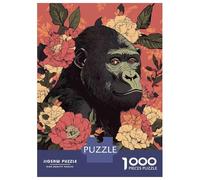 Jigsaw Puzzle 1000 Piece for Adults Gorilla Surrounded by Flowers Illustration Jigsaws for Adults Family Game Wall Decoration Deal As Gifts for The Whole Family 70x50cm/1000pcs