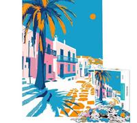 Jigsaw Puzzle 1000 Piece for Adults Greece Mykonos Summer Art Educational Game Learning Educational Toys Great Gifts And Toys Suitable for Couples (Size 38x52cm)