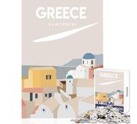 Jigsaw Puzzle 1000 Piece for Adults Greece Santorini Adult Jigsaw Puzzles Birthday Present Every Piece Is Unique - Challenging Family Fun Game (38x26cm)