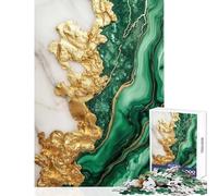 Jigsaw Puzzle 1000 Piece for Adults Green And Gold Marble Impossible Game Learning Educational DIY Toys Artists' Collection, Fine Arts (26X38cm)