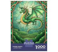 Jigsaw Puzzle 1000 Piece for Adults Green Dragon Stained Glass Illustration Jigsaw Toy Wall Decor Analysis And Logic Deal As Gifts for The Whole Family 70x50cm/1000pcs