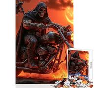 Jigsaw Puzzle 1000 Piece for Adults Grim Reaper on Motorcycle Practical Game Learning Educational Home Decoration Toys Artists' Collection, Fine Arts (26X38cm)