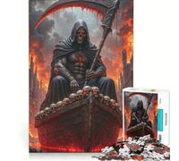 Jigsaw Puzzle 1000 Piece for Adults Grim Reaper on Skull Boat, Impossible Game, Fun at Home Activities, Suitable for Desktop Decoration 38X52CM