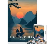 Jigsaw Puzzle 1000 Piece for Adults Ha Long Bay Sunset Adult Jigsaw Puzzles Birthday Present Every Piece Is Unique - Challenging Family Fun Game (38x52cm)