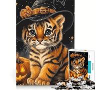 Jigsaw Puzzle 1000 Piece for Adults Halloween Tiger Cub, Impossible Game, Fun at Home Activities, Suitable for Desktop Decoration 38X26CM