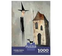 Jigsaw Puzzle 1000 Piece for Adults Halloween Witch Dog Art Print Jigsaw for Adults Fun Games Analysis And Logic Deal As Gifts for The Whole Family 38x26cm/1000pcs