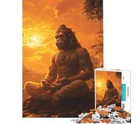 Jigsaw Puzzle 1000 Piece for Adults Hanuman in Meditation Challenging To Complete Pattern Assembly Home Decoration Toys for And from 14 Years And over (38X52CM)