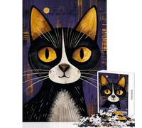 Jigsaw Puzzle 1000 Piece for Adults Happy Black And White Cat Impossible Game Learning Educational DIY Toys Artists' Collection, Fine Arts (52X38cm)