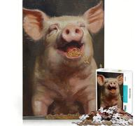 Jigsaw Puzzle 1000 Piece for Adults Happy Pig Ramen Noodles, Impossible Game, Fun at Home Activities, Suitable for Desktop Decoration 50X75CM